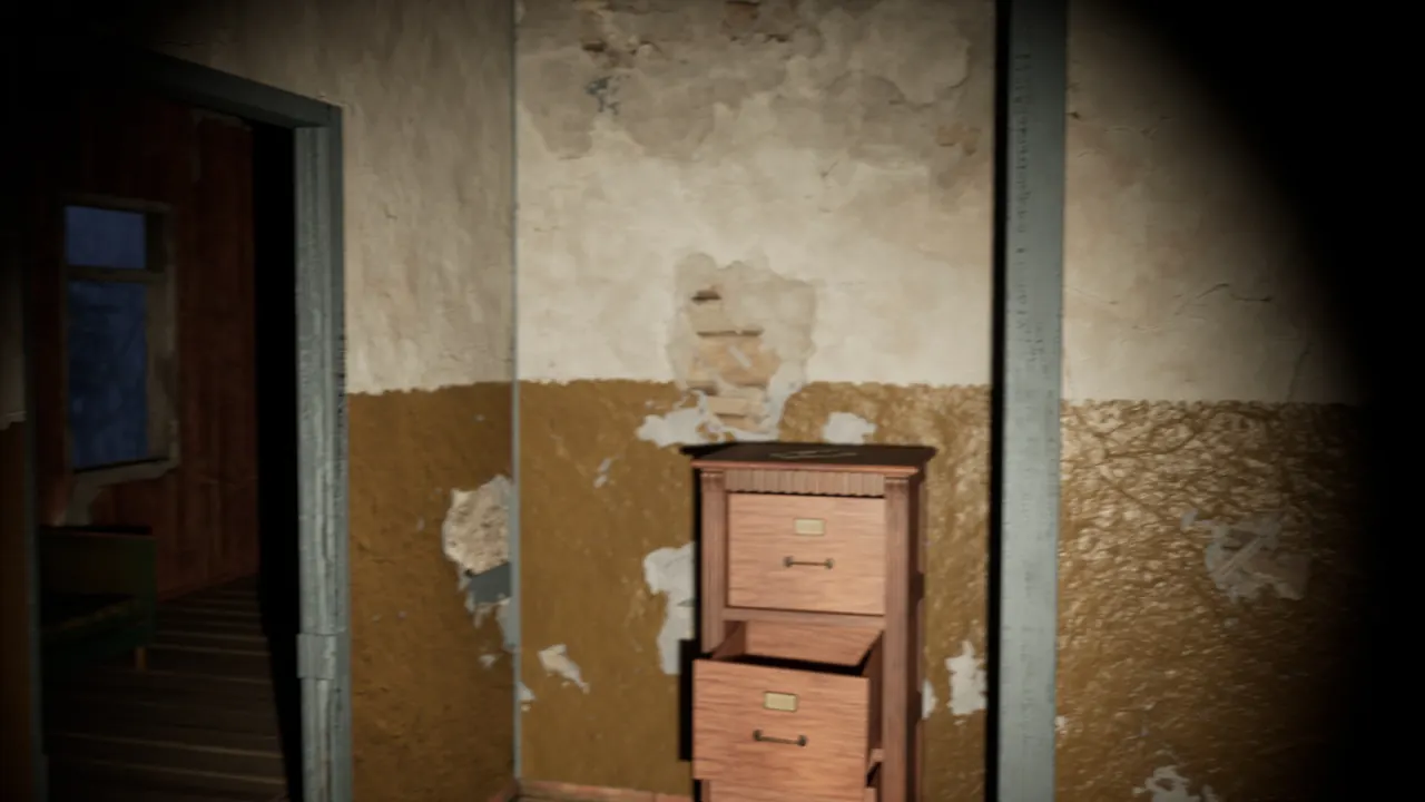 Abandoned room with peeling wallpaper