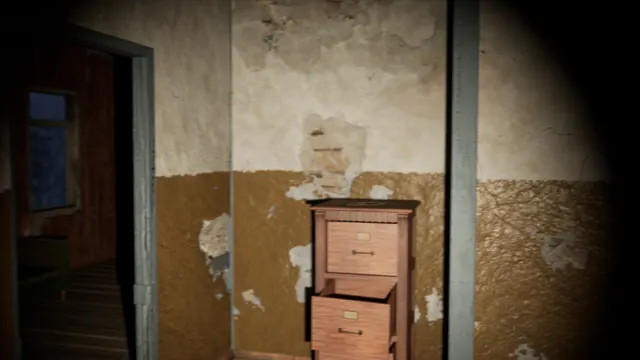 Abandoned room with peeling wallpaper